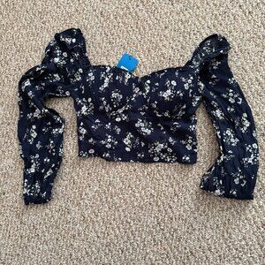 Francesca's NEW WITH TAGS floral blue top/shirt